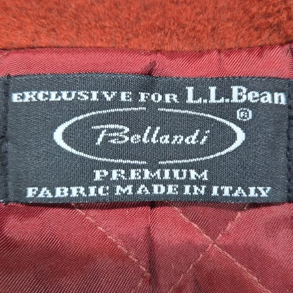 LLBean Bellandi Red Italian Wool Hooded Toggle Coat Womens Size 12 3M Thinsulate - Picture 7 of 10